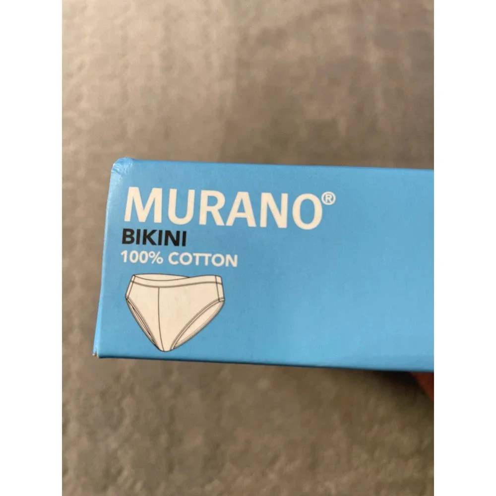 Murano Bikini Briefs‎ 3 Pack Mens Medium 32-34 White 100% Cotton Tagless